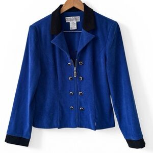 Vintage 90's Y2K Jessica Howard Blue Faux Suede Blazer Jacket  Size 10